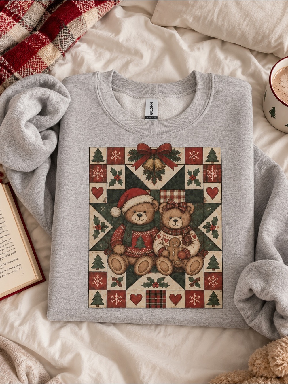 Christmas Teddy Bear Unisex Sweatshirt Cozy Fall Crewneck